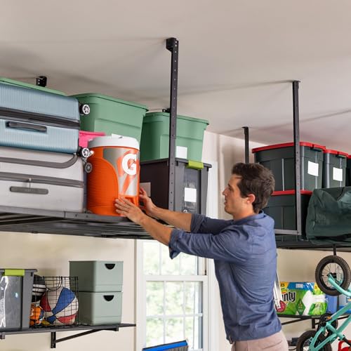 StoreYourBoard 4 x 8 Overhead Garage Storage Rack, Ceiling Shelf Overhead Organization, Heavy Duty Steel Platform Holds 700 lbs, 96 in. x 48 in. x 40 in.