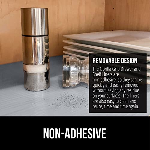 Gorilla Grip Ribbed Drawer Liner and Over the Door Shoe Organizer, Drawer Liner Size 12x10, Waterproof, Shoe Holder Includes 24 Pockets, Mesh, Both in Gray, 2 Item Bundle