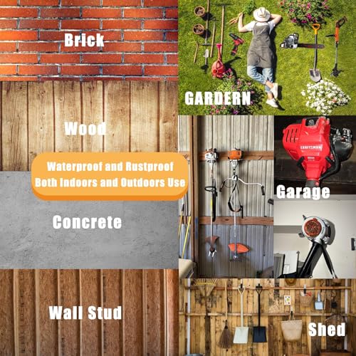 Juformin Garden Power Tool Hanger, Garage Wall Hooks, Weedeater Rack, String Trimmer Hanger, Utility Hooks for Garage Tool Organizers and Storage - Black, 4 Pcs