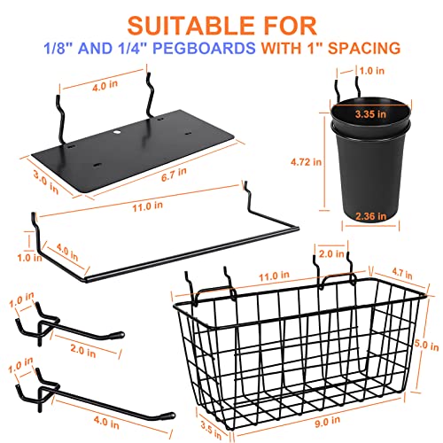 G.CORE Pegboard Organizer Accessories 18 Pack, Peg Board Hooks Assortment Organizer Accessory, Various Tools Storage Arrange System Kit for Garage Craft Workshop Workbench Hobby Office