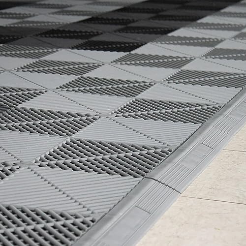 SafeRacks Floor Tile Edge Pieces - Garage Transformation Project, Seamless, Durable Interlocking, Enhance Appearance and Safety, Compatible with SafeRacks Tiles - 15.75" x 2", Female Kit Edge, Gray