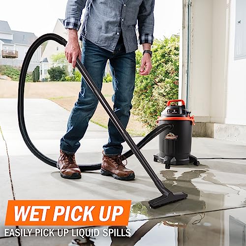 Armor All VO405P 0901 4 Gallon Wet/Dry Vac 2.0 Peak HP Shop Vacuum with Nozzles & Brush,Black/Orange