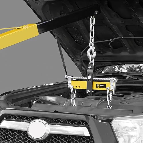 YELLOW JACKET Engine Hoist Shop Crane Engine Leveler 1500lbs Steel with Ball Bearing and Adjustable Handle
