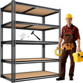 ROOMFAVE 2250LBS Storage Shelves Heavy Duty 5 Tier Garage Storage Shelves, Adjustable Metal Shelving Unit Utility Rack Shelf for Warehouse,Pantry,Closet,Kitchen 72" H x 35.56" W x 16" D, Black,Gift