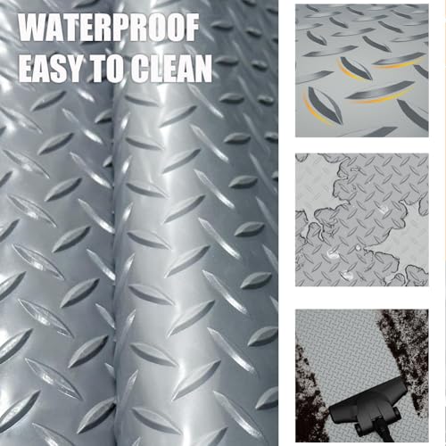 LITA Garage Floor Mat, PVC Flooring Roll Thickened Garage Mats, Heavy Duty Parking Mat Waterproof Nonslip Floor Protector for Car, Trailer, SUV, Basement, Gym (Grey) (7 Feet x 15 Feet)