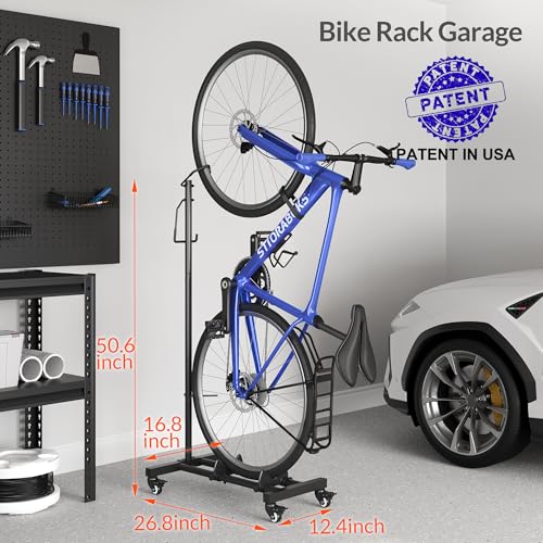 Sttoraboks Vertical Bike Parking Stand - Adjustable Height for 29"Wheels, Space-Saving & Freestanding Bike Rack for MTB/Road Bikes,No-Drill Installation Indoor Bike Storage for Apartments & Garages