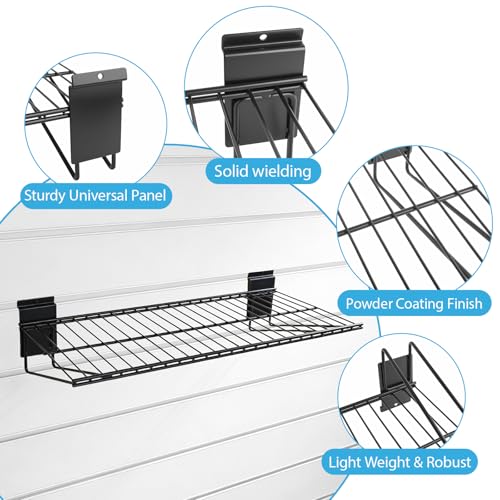 GMSXCC Slat Wall Shelves Accessories - 24 Inch Slatwall Wire Shelf Heavy Duty Storage Garage Shelving Wall Mounted (6 Pack)