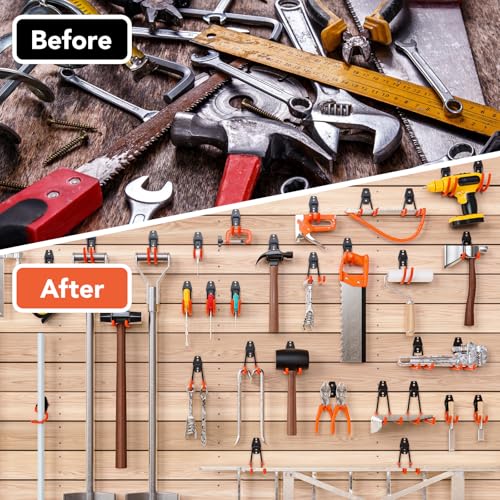Cpais Garage Hooks with Anti-Slip Coating,Heavy Duty Wall Mount Storage Hooks for Hanging Bike,Hose,Ladder,Yard,Garden Tools (30 Pack Orange)