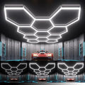 Litezone Hexagon Garage Lights : 3 Level Dimmable 322W Tube 11 Grids Hexagon LED Lights - Easy Install 6500K Super Bright Hex Lights for Garage, Home Gym, Shop, Workshop, Basement, Studio