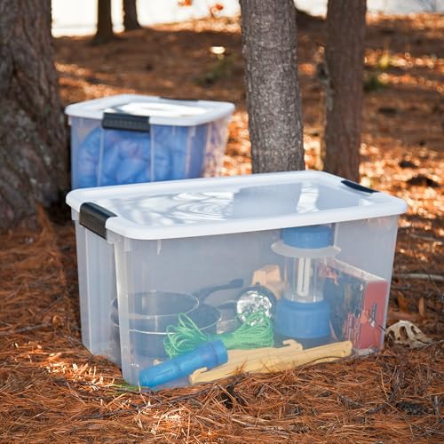 Sterilite 8-Pack 70 Quart Ultra Latch Box, Clear Storage Organizer Bins with Latching Lids - Stackable Plastic Containers for Home Organization in Garage, Attic, Basement, and Closet