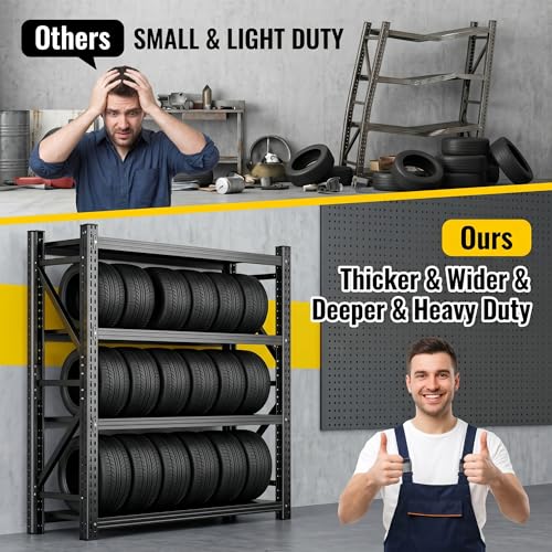 Nexvrtau Heavy Duty Garage Shelving, 46" W x 20" D x 71" H, 3500 LBS Capacity, 4-Tier Adjustable Metal Storage Shelves, Reinforced Steel Storage Rack for Garage, Basement, Utility Room