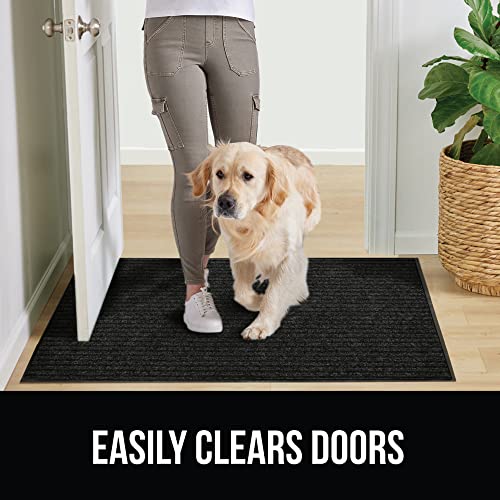 GORILLA GRIP Commercial Doormat and Sun Shade, Door Mat in Size 29x17 inch Fade Resistant in Black, in Size 8x10 Inch Easy Install in Graphite, 2 Item Bundle
