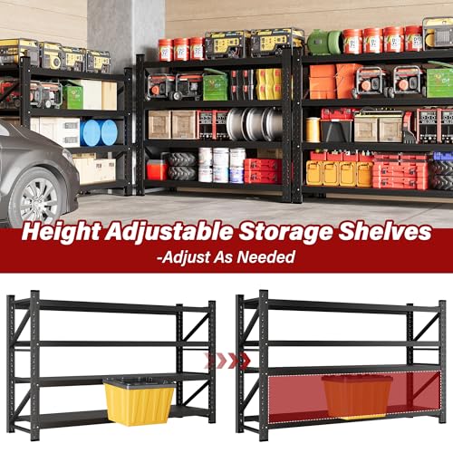 6000LBS Heavy Duty Garage Shelving Units,79" Wide & Deep Storage Shelves,Black Metal Garage Shelves,Large Storage Rack,Steel Shelf,Industrial Shelving for Shop,Warehouse,Basement,79" W x 24" D x 79" H