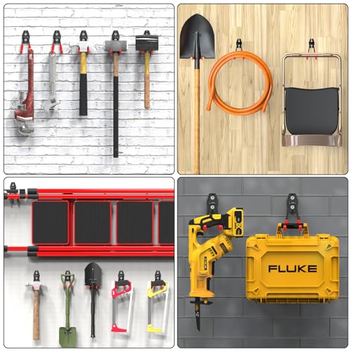 3-H Heavy Duty Garage Wall Hooks 20 Pack, Anti-Slip PVC Coating Wall Mount Garage Storage Utility Hooks, Heavy Load Organizer for Ladders, Yard Tools, Shovel, Weed Eater, Hoses & Bulk Items,Red