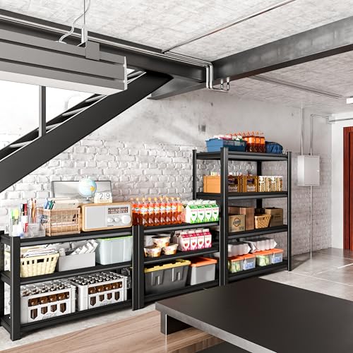 Rufokisa 40in Wide Garage Shelving Heavy Duty，2000lbs Large Loads Adjustable Garage Storage Shelves,All Metal Storage Racks and Utility Rack Shelves, 40”W x 16”D x 72”H (Black)