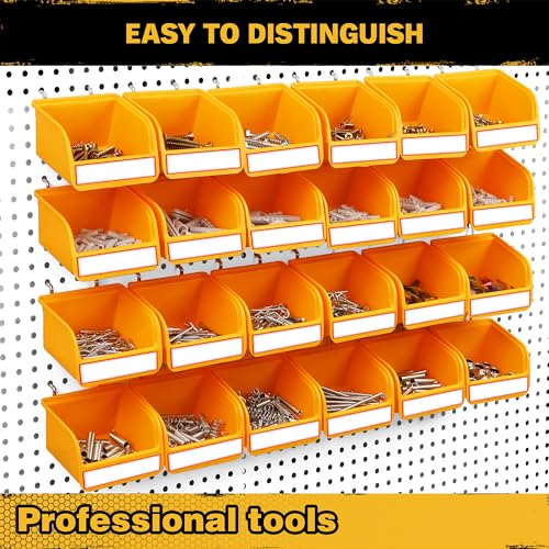 ELEAD Pegboard Bins Organizer Set 24-Pack - Durable Storage Tray for Screws, Nuts, Bolts, Hardware, Crafts, Accessories | Fits Standard Pegboards | 24 Labels for Garage Workshop Craft Room