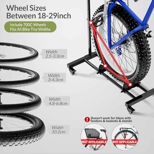 Sttoraboks Vertical Bike Parking Stand - Adjustable Height for 29"Wheels, Space-Saving & Freestanding Bike Rack for MTB/Road Bikes,No-Drill Installation Indoor Bike Storage for Apartments & Garages
