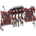 CCCEI Red Power Tool Organizer Wall Mount, Large Tools and Battery Storage Rack Charging Station Individual Switches. Drills Holder, Garage Utility Shelves with 6FT Power Strip. Gift for Men.
