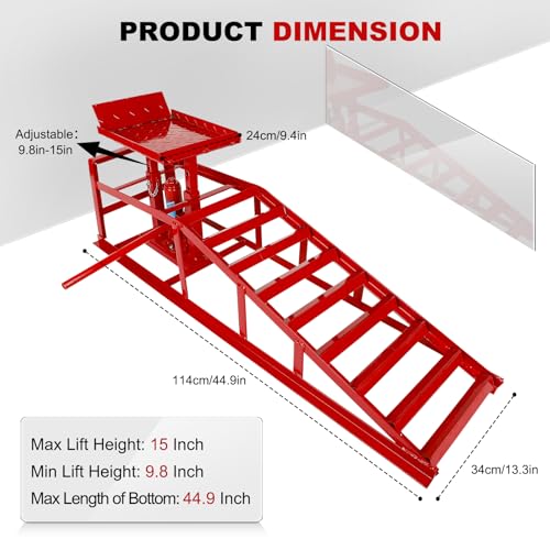 2 Pack Heavy Duty Steel Car Lift Ramp 5T Adjustable 9.8-15 Inch Height