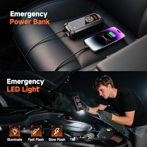 OlarHike Tire Inflator Portable Air Compressor, Lightning-Fast Inflation, Dual Power - 6000mAh & 12V DC, Cordless Air Pump for Car Tires, Bikes, Motorcycle, Balls with LED & Digital Pressure Gauge