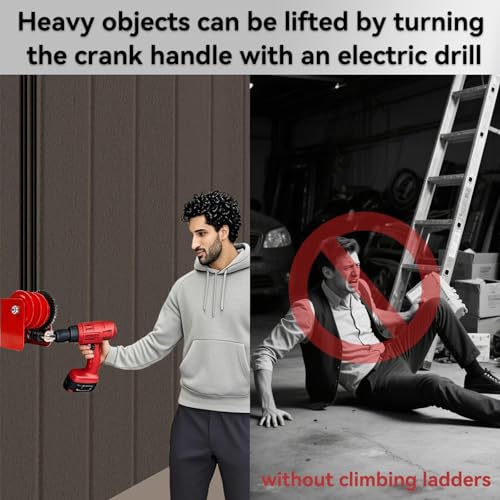 Adjustable Overhead Garage Storage Lift – Heavy-Duty Ceiling Hoist System with Hand Crank, 300 lbs Capacity, Space-Saving Garage Organizer, Easy Installation