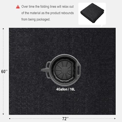 ZugGear Heavy Duty Oil Spill Mat, Garage Floor Mat for Under Car, Premium Oil Absorbent Pads, Reusable, Slip-Resistant, Waterproof Rubber Backing Contains Liquids, Protects Garage Floor(XXL-60''x72'')