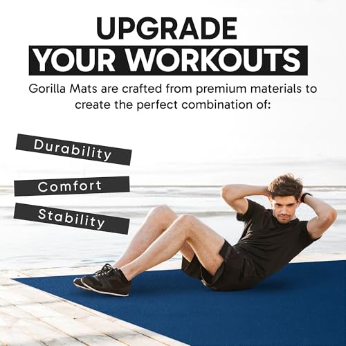 Gorilla Mats Large Exercise Mat – 7' x 5' x 1/4" – Ultra Durable Thick Workout Mat for Home Gym Flooring – Non-Slip, Flat, Fitness, Yoga & Weight Lifting Floor Mat – Shoe Friendly