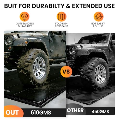 RVSNAIL Garage Floor Mat, 7'9''x18' Heavy Duty 1.2inch Thick Containment Mats, Waterproof PVC Matwith High Elastic Sponge Column, Non-Slip Surface, Parking Mat with a Squeegee