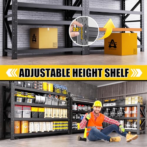 8000LBS Heavy Duty Storage Shelves, 4 Tier Adjustable Garage Shelving Unit, Heavy Duty Metal Shelving for Garage, Basement, Warehouse, Storage Room, Garage Storage Shelves, 79" W x 24" D x 74" H Black