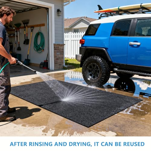SEMPADA Garage Floor Mat，Protect Garage Shop Floor Surface，Floor Mat for Golf Carts，Premium Absorbent Oil Mat—Soft Absorbent Fabric and Waterproof Backing，Reusable/Washable (36" x 72")
