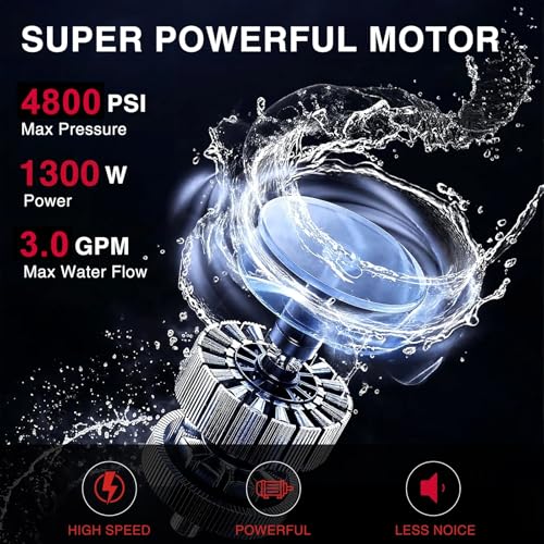 Upgraded Electric Pressure Washer, 1850 PSI Max,3.0 GPM, 5" Wheels, 18M Cord/Hose Length Max, Power Washer for Patio, Car, Driveway, Fence & Home Cleaning