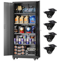 Greenvelly 73" Storage Cabinet with Wheels,Metal Rolling Garage Cabinet with Locking Doors and 4 Adjustable Shelves for Home,Kitchen,Office,Warehouse(32" W x 16" D)