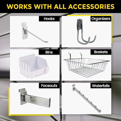 Heavy Duty 3'H X 4'W PVC Garage SlatWall Storage System (with Endcaps & Screws) - Modular Slat Wall Paneling for Garage Wall Organizer - Interlocking SlatWall Panels for Home & Commercial Use (Grey)