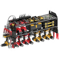 JUNNUJ Large Power Tool Organizer Wall Mount with Charging Station. Garage 8 Drill Holder Tools Battery Storage Shelf, Heavy Duty Utility Storage Rack Built in 8 Outlet 3 USB 6 FT Power Strip