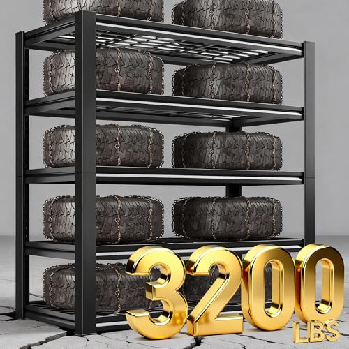 REIBII Garage Shelving 3200LBS, 5-Tier Storage Shelves, Adjustable Industrial Metal Shelving Unit for Garage, Basement, Pantry, Warehouse,Commercial, 36" W x 16" D x 72" H