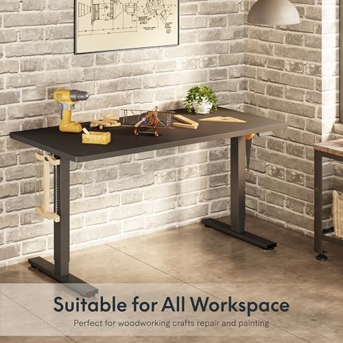 FLEXISPOT Electric Adjustable Workbench, 48x30 Inches Ergonomic Worktable for Garage, Workshop, Office and Home, Spacious Desktop for Woodworking Sewing and Crafts, Black, 2 Packages