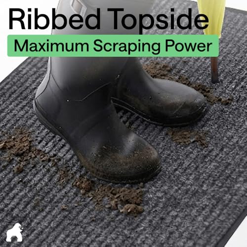 GORILLA GRIP Waterproof Traffic Guard Door Mat, 72x48, Heavy Duty Entryway Mats, Strong Backing Commercial Utility Rugs for Office Hallway, Garage Floor and Home, Low Profile Carpet, Charcoal Gray
