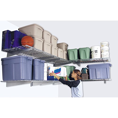 Hyloft Heavy Duty Steel Garage Wall Shelving, 45 in. x 15 in. Metal Wall Shelves for Garage Storage, Low-Profile Brackets, Max Shelf Load 200 Pounds, 00651, 2-Pack, Hammertone