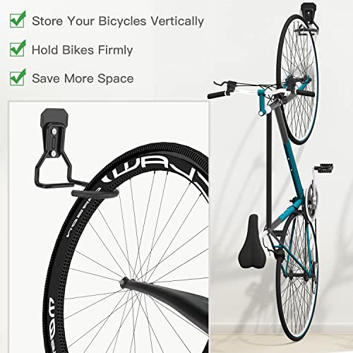 Housolution Bike Wall Mount with Fixed Hook, [4 Pack] Heavy Duty Bike Storage Rack, Bike Rack Vertical Stand for Garage - Easily Hang/Detach - with Screws Iron Bike Hanger Brackets