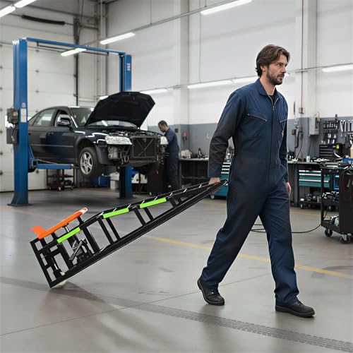Heavy Duty Hydraulic Car Ramps 2 Pack, 5 Ton Capacity 9-15 Inch Lift for Cars SUVs Trucks with Rolling Wheels & Reflective Strips for Oil Changes Tire Rotations