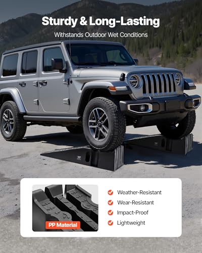 VEVOR Car Ramps, 2 PCS 16000 lbs GVW Capacity, 6.7 in Lift Height, Portable High Profile Car Service Ramps for Home Garage Maintenance and Oil Changes, Heavy Duty for Truck SUV Vehicle Repair, Black