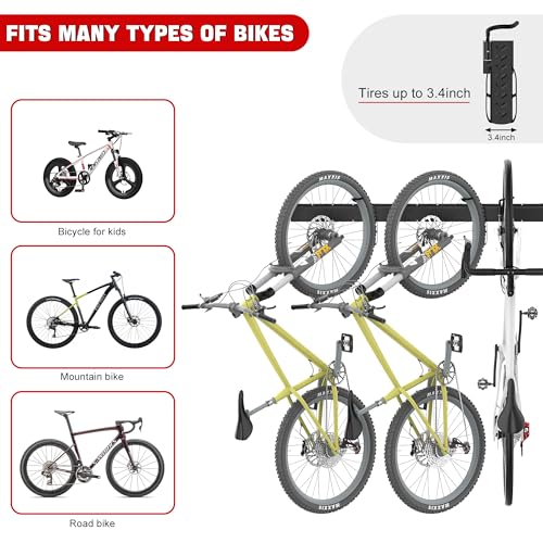 Ultrawall Swivel Bike Storage Rack, Adjustable Wall Mounted Bike Rack for Garage, Vertical Bike Hanger for Indoor Bicycle Storage, Space Saving Bike Holder