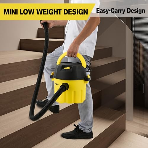 SIPPON Wet/Dry Vacuum Cleaner, 3-in-1 Portable Workshop Vacuum Cleaner, Lightweight 3-Gallon Wet/Dry Vacuum Cleaner, with Blower Function and Wall-Mount Design, Suitable for All Floor Types.(Low)
