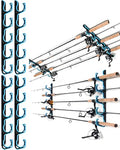 Ghosthorn Fishing Rod Holders for Garage Fishing Pole Holders Ceiling or Wall Mounted Rod Rack Garage Storage Organizer Fishing Gear Equipment for Men Women (Blue, 2 Packs)