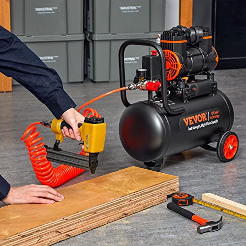 VEVOR 4.8 Gallon Air Compressor, 1.2HP 2.2 CFM@90PSI Oil Free Air Compressor Tank & Max. 116PSI Pressure, 70 dB Ultra Quiet Compressor for Auto Repair, Tire Inflation, Spray Painting, Woodwork Nailing