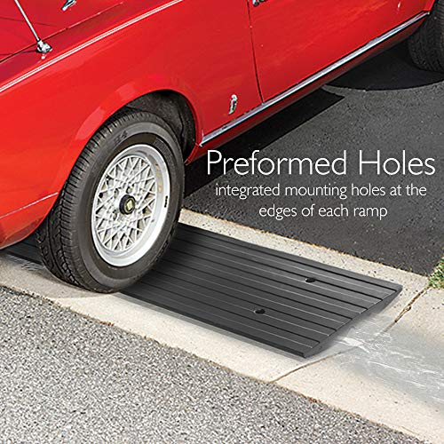 Pyle Car Driveway Curbside Bridge Ramp - Heavy Duty Rubber Threshold Curb Ramp, Used for Loading Dock, Garage, Sidewalk, Truck, Scooter, Bike, Motorcycle, Wheelchair Mobility, Other Vehicle - Pyle