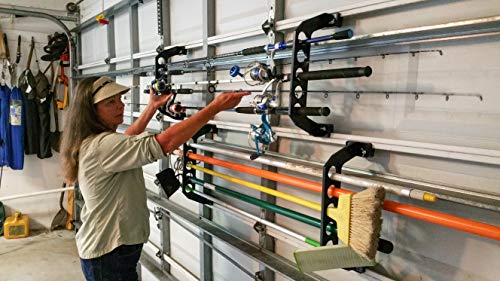 Cobra Storage Garage Door Storage Rack - 21" Black ABS Plastic Fishing Rod Holder - Ultimate Garage Organization for Fishing Gear and Equipment, Saltwater Fishing Gear