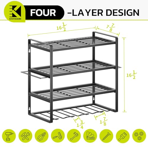 KAFAHOM Power Tool Organizer, Garage Tool Organizers and Storage,Drill Holder Wall Mount, Storage Rack for Cordless Drill, Heavy Duty Tool shelf with Screwdriver Holder/Pliers Holder/Hammer Holder
