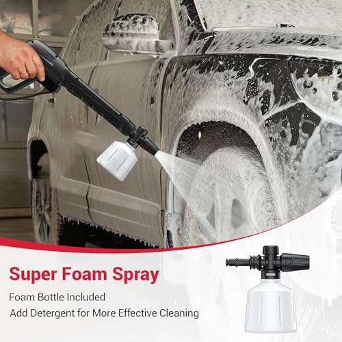 Electric Pressure Washer Power Washer with Foam Cannon & 4 Quick Connect Nozzles, Portable High Pressure Cleaning Machine for Cars Driveways Patios Outdoor Cleaning