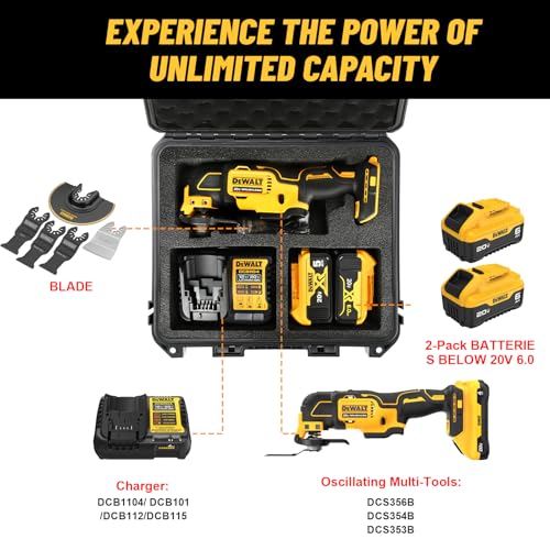 Case for Dewalt Oscillating Multi Tool - Waterproof Hard Tool Box for Dewalt Multi-Tool: DCS356B | DCS354B | DCS353B, Power Tool Kit Bag for Dewalt 20V Max Oscillating Tool/Battery/Charger (Case Only)